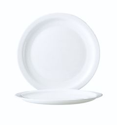 Restaurant White Narrow Rim Dinner Plate 10.25"