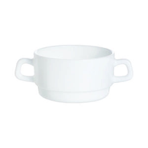 Restaurant White Double Handled Bowl 10.5 Oz (L:6.0'' X W:4.0'')