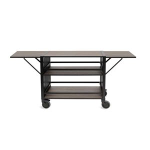 Industrial Trolley with folding shelf (wood) (L:54.25'' X W:19.75'')