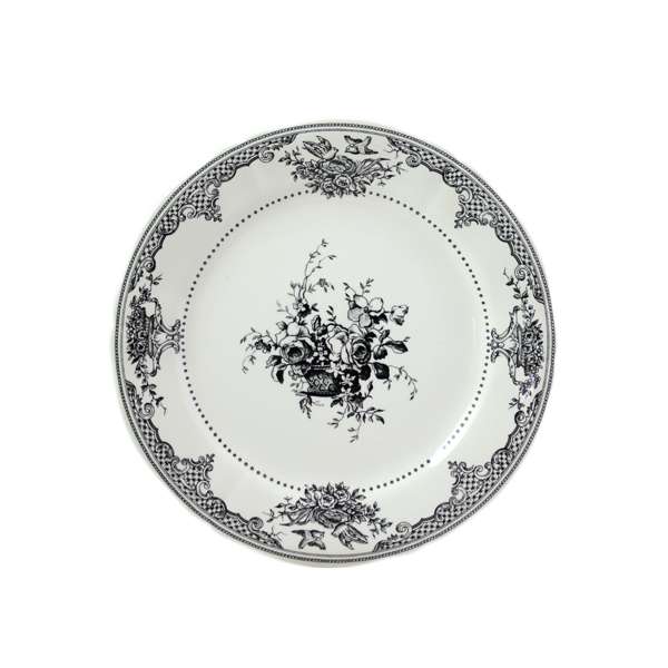 Les Depareillees Black Fleurs Dinner Plate (D:10.75'')